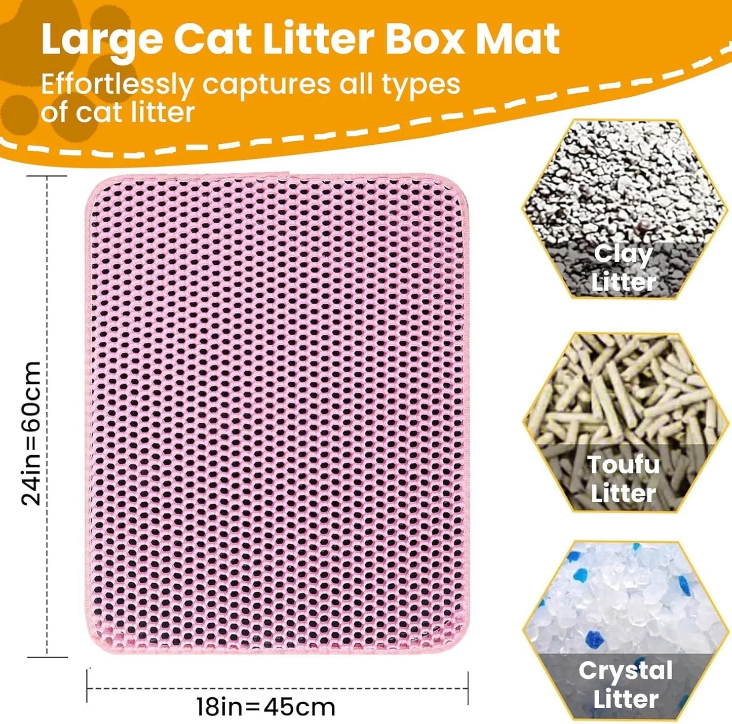 Double Layer Honeycomb Cat Litter Mat - Waterproof Trapper | Large Non-Slip