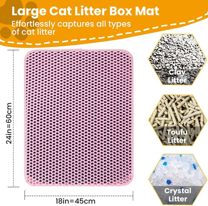 Double Layer Honeycomb Cat Litter Mat - Waterproof Trapper | Large Non-Slip
