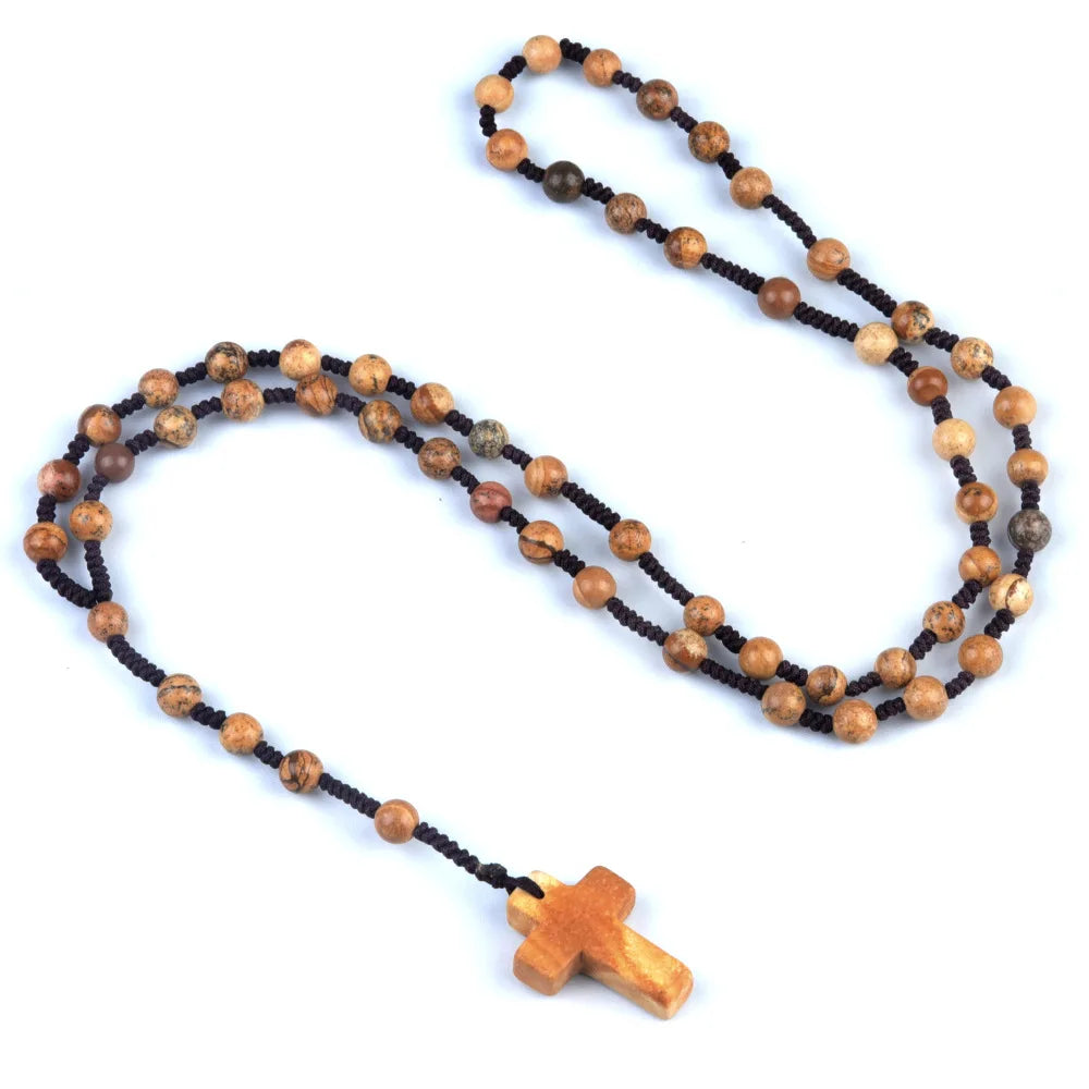 Healing Crystal Cross Pendant - Natural Gemstone Reiki Chakra Necklace for Spiritual Protection