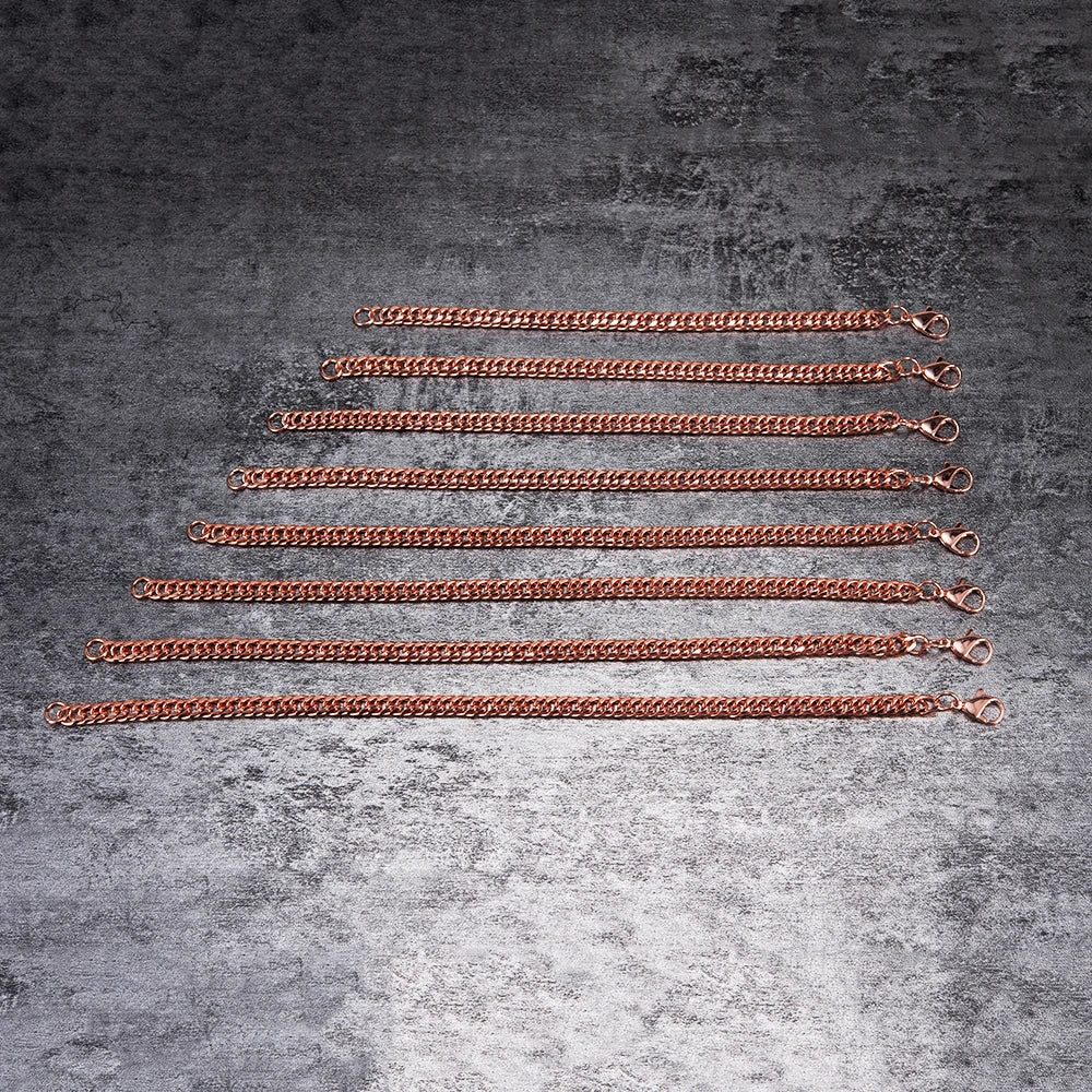 Pure Solid Copper Bracelet & Chain — Cuban Link 6mm | Adjustable 7"–22"