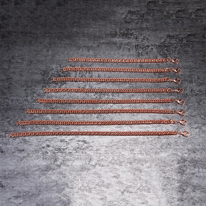 Pure Solid Copper Bracelet & Chain — Cuban Link 6mm | Adjustable 7"–22"