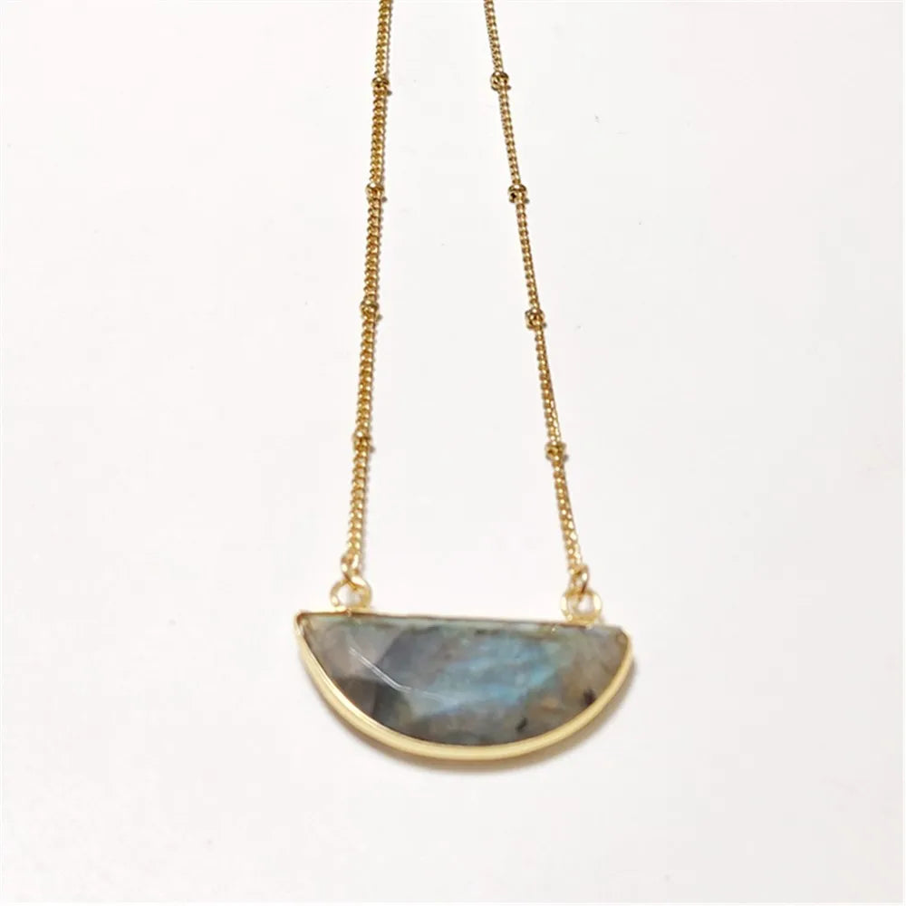 CrystalHeart™ - Natural Crystal Heart Necklace | 5 Healing Stones with Copper Satellite Chain