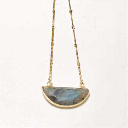 CrystalHeart™ - Natural Crystal Heart Necklace | 5 Healing Stones with Copper Satellite Chain