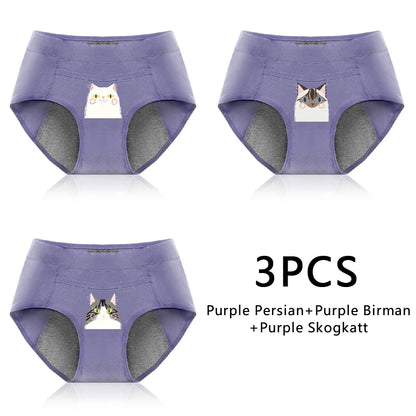 3-Pack Cotton Menstrual Underwear - Leak Proof Period Panties Set