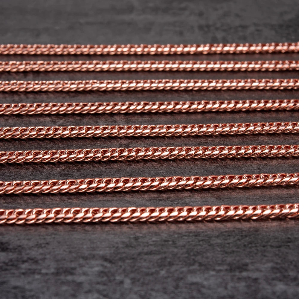 Pure Solid Copper Bracelet & Chain — Cuban Link 6mm | Adjustable 7"–22"