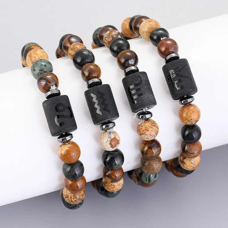Natural Stone Zodiac Bracelets - Healing Crystal Jewelry for All 12 Signs | Couples & Friendship Gifts