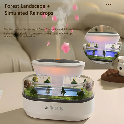 Raindrop Ultrasonic Diffuser - 250ml Aromatherapy with Rain Sound & LED Lights