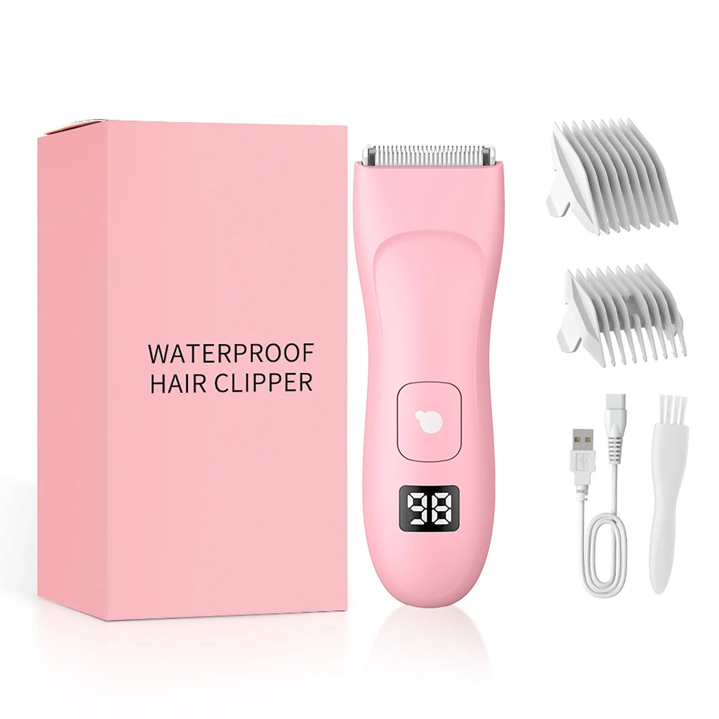 Electric Body Hair Trimmer - Rechargeable Bikini Razor with LED Display for Men & Women