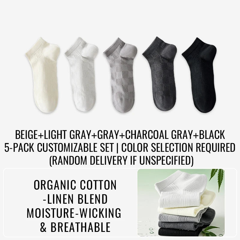 Premium Hemp Cotton Socks - Antibacterial Moisture-Wicking Athletic Socks - 5 pairs