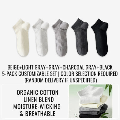 Premium Hemp Cotton Socks - Antibacterial Moisture-Wicking Athletic Socks - 5 pairs