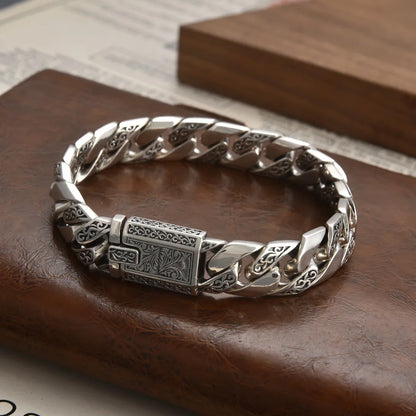 925 Sterling Silver Vintage Cuban Link Bracelet | Classic & Lion