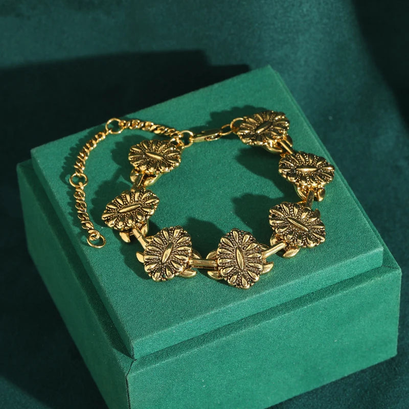 LotusGlow™ - Bohemian Lotus Leaf Bracelet | Handcrafted Gold-Plated Copper with Natural Stone