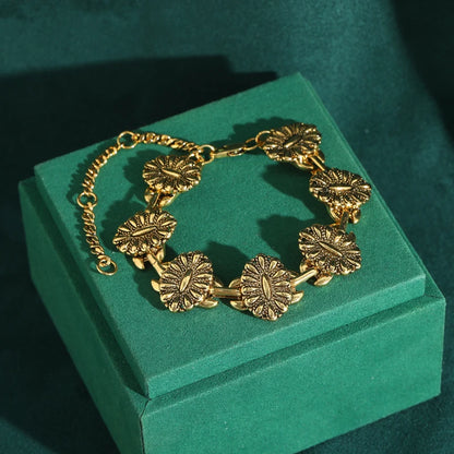 LotusGlow™ - Bohemian Lotus Leaf Bracelet | Handcrafted Gold-Plated Copper with Natural Stone