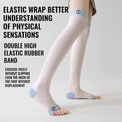 FlexiFlow™ Compression Socks – Open Toe Support for Yoga, Sports & Recovery