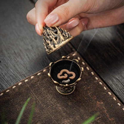 Boshan Incense Burner - Han Dynasty Bronze Pine Cone Design | Sacred Aromatherapy Ritual