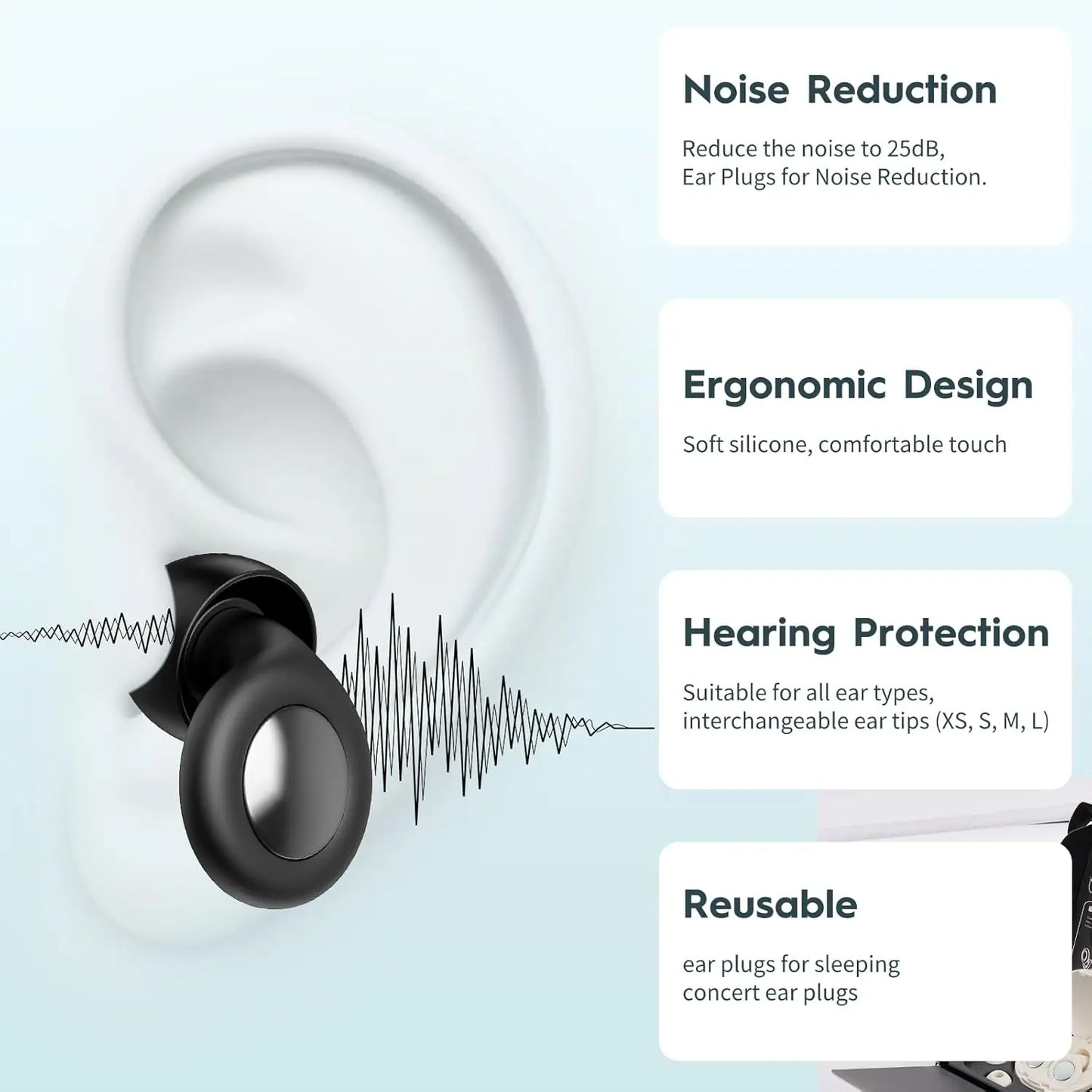 Silicone Ear Plugs for Sleeping | 30dB Noise Reduction & Total Comfort - SilentFlow™