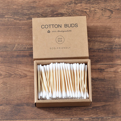 Eco Bamboo Cotton Buds - 200 Pack Double Head Sustainable Plastic-Free