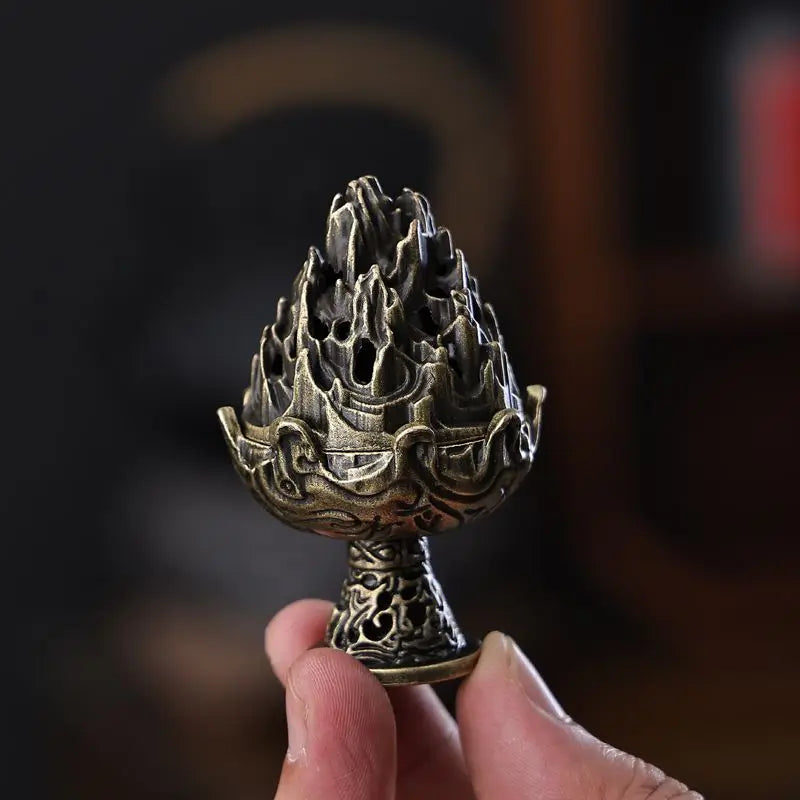 Boshan Incense Burner - Han Dynasty Bronze Pine Cone Design | Sacred Aromatherapy Ritual