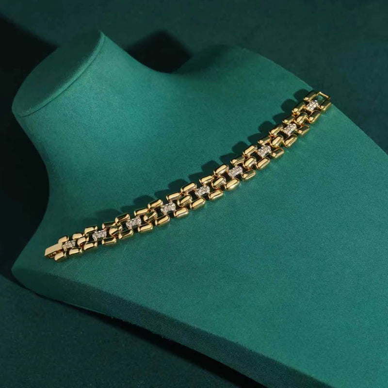 WatchLink™ - Vintage 18K Gold Plated Watch Strap Bracelet | Timeless Elegance & Artisan Craftsmanship