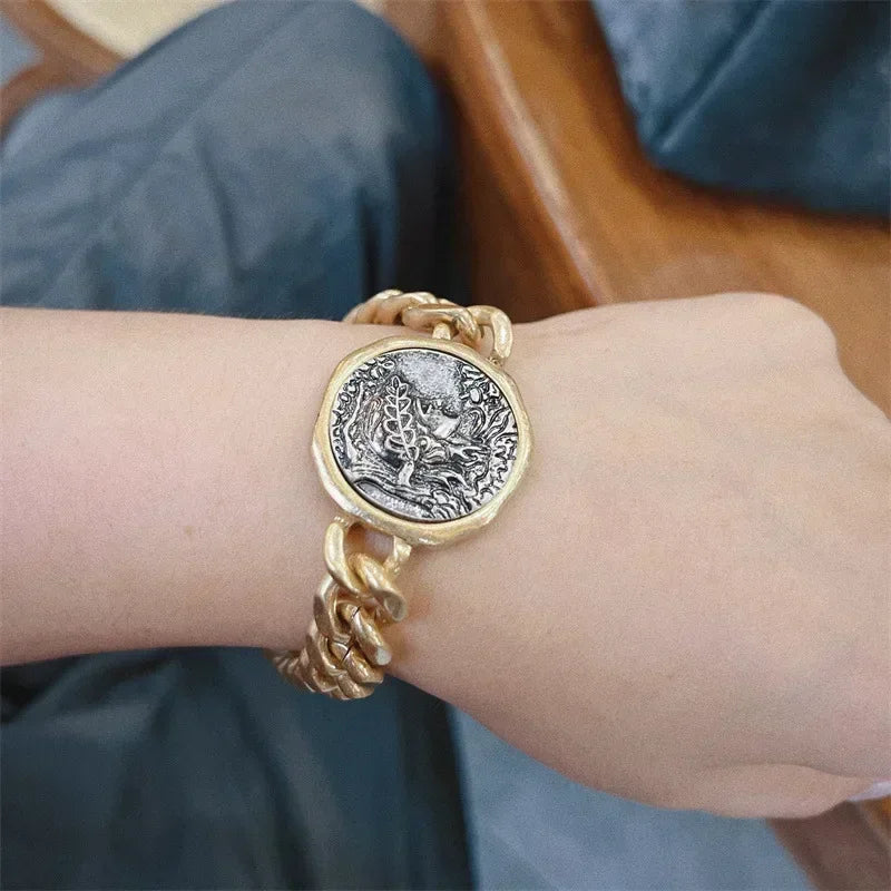 CoinLegacy™ - Ancient Coin Copper Bracelet | Vintage Gold Statement Jewelry