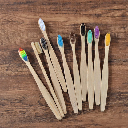 EcoSmile - 10pcs Natural Bamboo Toothbrush Set Colorful