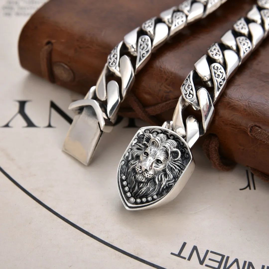 925 Sterling Silver Vintage Cuban Link Bracelet | Classic & Lion
