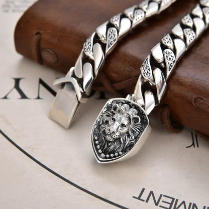 925 Sterling Silver Vintage Cuban Link Bracelet | Classic & Lion