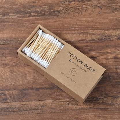Eco Bamboo Cotton Buds - 200 Pack Double Head Sustainable Plastic-Free