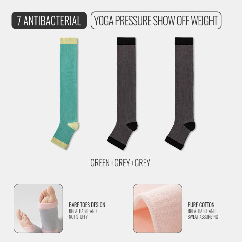 FlexiFlow™ Compression Socks – Open Toe Support for Yoga, Sports & Recovery