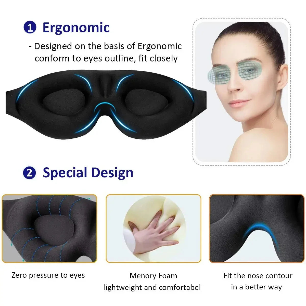 DarkZen Pro - 3D Contoured Sleep Mask | Complete Light Blocking for Better Rest