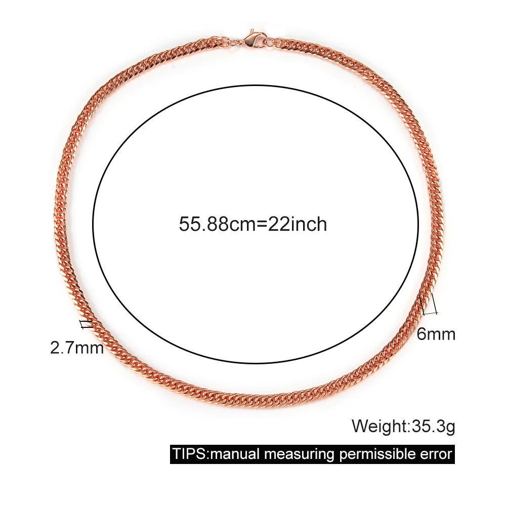 Pure Solid Copper Bracelet & Chain — Cuban Link 6mm | Adjustable 7"–22"