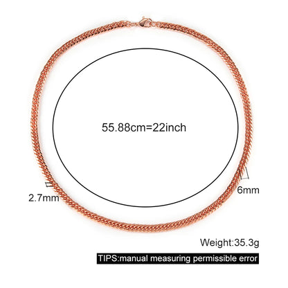 Pure Solid Copper Bracelet & Chain — Cuban Link 6mm | Adjustable 7"–22"