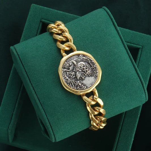 CoinLegacy™ - Ancient Coin Copper Bracelet | Vintage Gold Statement Jewelry
