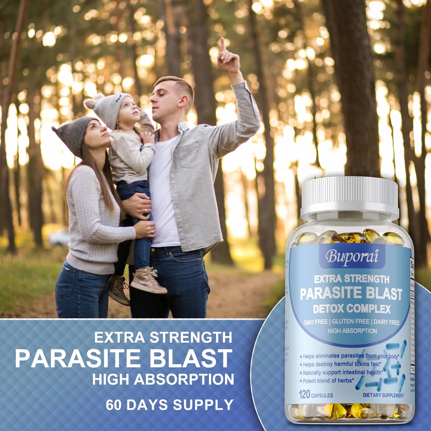 Parasite Blast Detox Complex - Natural Digestive Wellness Support by Gaia Waves - 120 Capsules