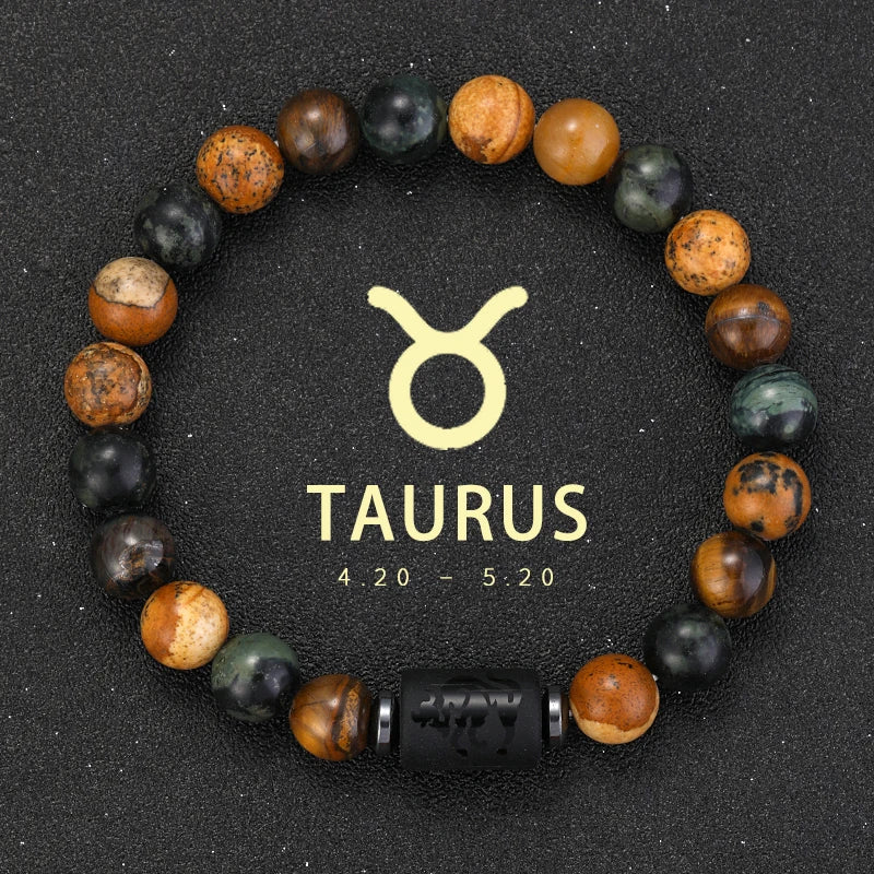 Natural Stone Zodiac Bracelets - Healing Crystal Jewelry for All 12 Signs | Couples & Friendship Gifts