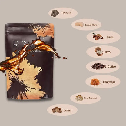 Premium Mushroom Coffee - Organic Shiitake & Cordyceps Blend for Energy & Focus