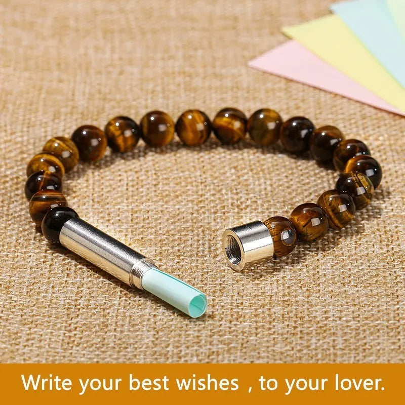 WhisperStone™ - Secret Message Bracelet | Natural Stone Beaded Bracelet with Hidden Capsule for Love Notes & Intentions