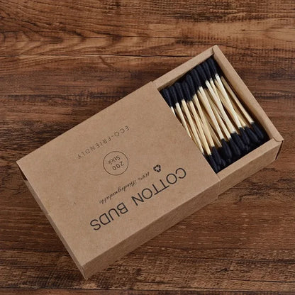 Eco Bamboo Cotton Buds - 200 Pack Double Head Sustainable Plastic-Free