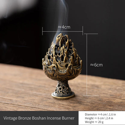 Boshan Incense Burner - Han Dynasty Bronze Pine Cone Design | Sacred Aromatherapy Ritual