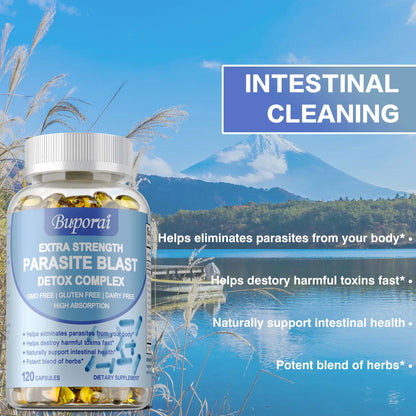 Parasite Blast Detox Complex - Natural Digestive Wellness Support by Gaia Waves - 120 Capsules