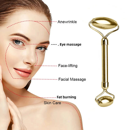 Bronze Facial Roller Massager - Natural Copper Face Lifting Tool for Skin Tightening & Anti-Aging