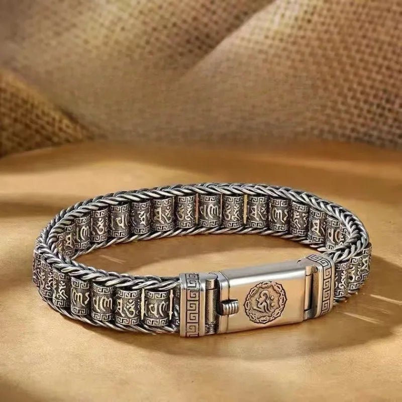 Sacred Om™ | 925 Silver-Plated Tibetan-Inspired Bracelet