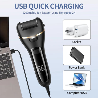 Electric Foot Grinder - Rechargeable USB Callus Remover with Adjustable Speed | Professional Pedicure Tool