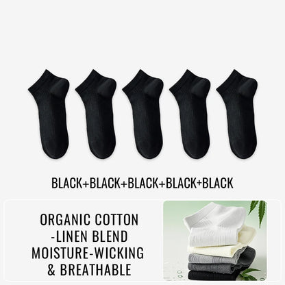 Premium Hemp Cotton Socks - Antibacterial Moisture-Wicking Athletic Socks - 5 pairs