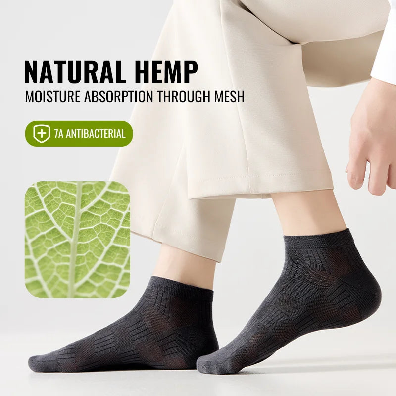 Premium Hemp Cotton Socks - Antibacterial Moisture-Wicking Athletic Socks - 5 pairs