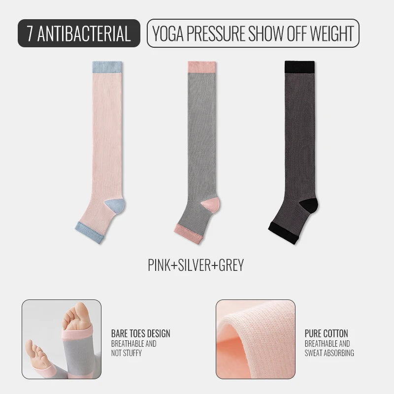 FlexiFlow™ Compression Socks – Open Toe Support for Yoga, Sports & Recovery