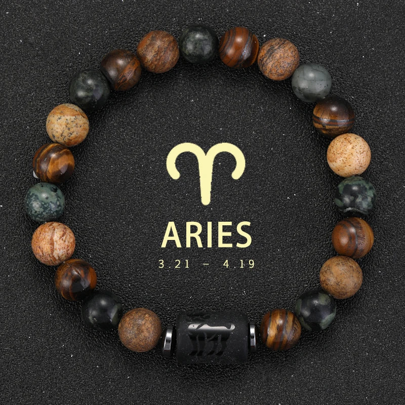Natural Stone Zodiac Bracelets - Healing Crystal Jewelry for All 12 Signs | Couples & Friendship Gifts
