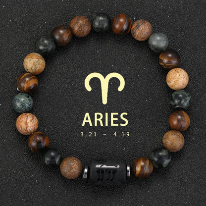 Natural Stone Zodiac Bracelets - Healing Crystal Jewelry for All 12 Signs | Couples & Friendship Gifts