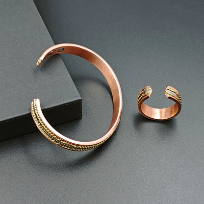Vintage Copper Magnetic Bracelet & Ring Set | Arthritis Relief | Gaia Waves