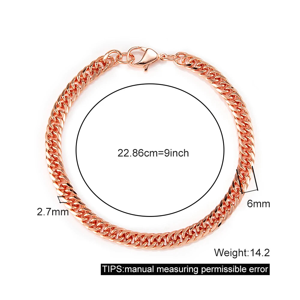 Pure Solid Copper Bracelet & Chain — Cuban Link 6mm | Adjustable 7"–22"